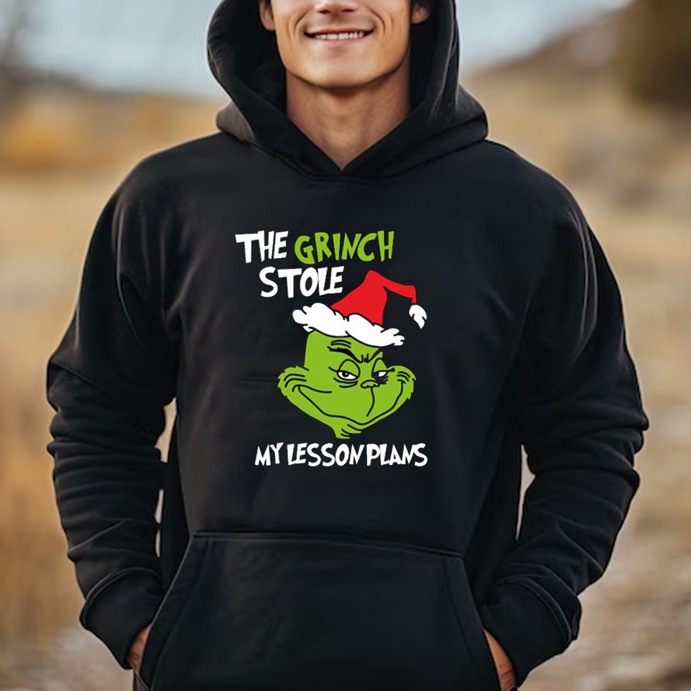 The Grinch Stole My Lesson Plans Hoodie, Christmas Hoodie, Unisex Hoodie